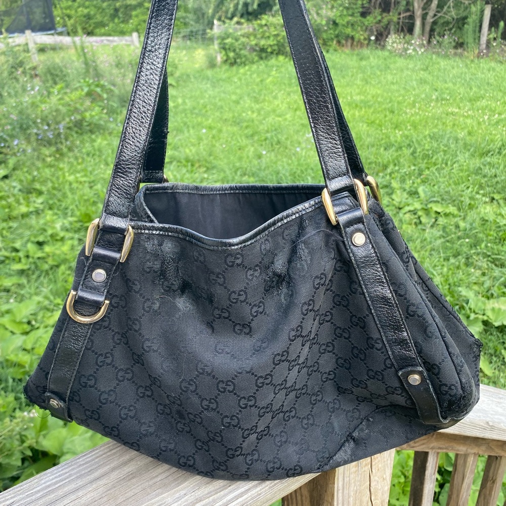 Authentic Gucci D-Ring GG logo tote black gold Y2K - Picture 3 of 13